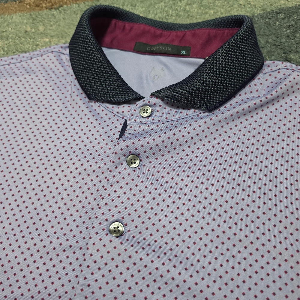 GREYSON Mens Performance Polo Shirt XL Geo Print Lightweight Golf